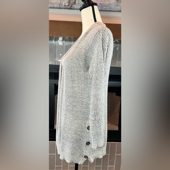 Anthropologie Mine Gray Open Front Button Sides Cardigan Size Medium - Picture 3 of 4